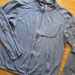 Tasc Performance Full Zip Up Men Large Blue Bamboo Stretch‎ Casual Golf Organic